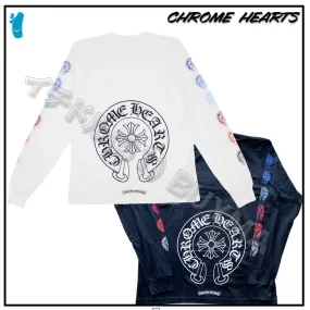 CHROME HEARTS  |Unisex Street Style U-Neck Long Sleeves Cotton