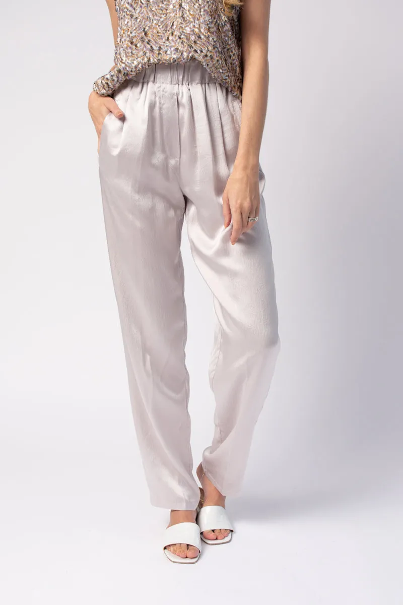 Cloquet Satin Silk Pant in Perla