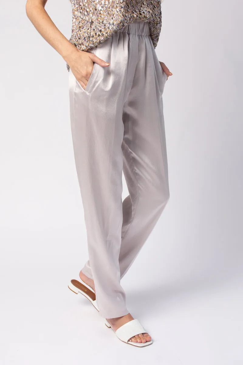 Cloquet Satin Silk Pant in Perla