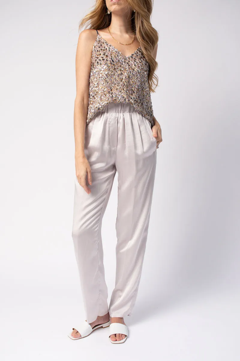 Cloquet Satin Silk Pant in Perla