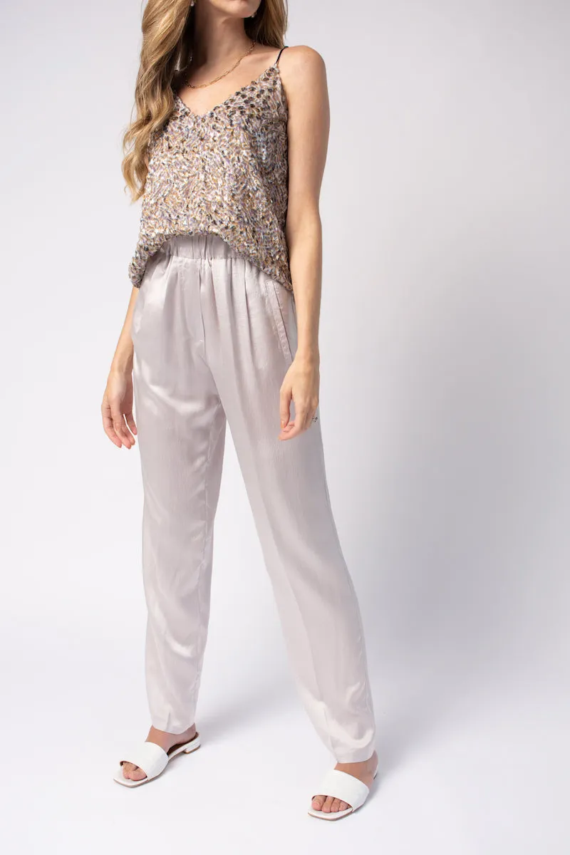 Cloquet Satin Silk Pant in Perla