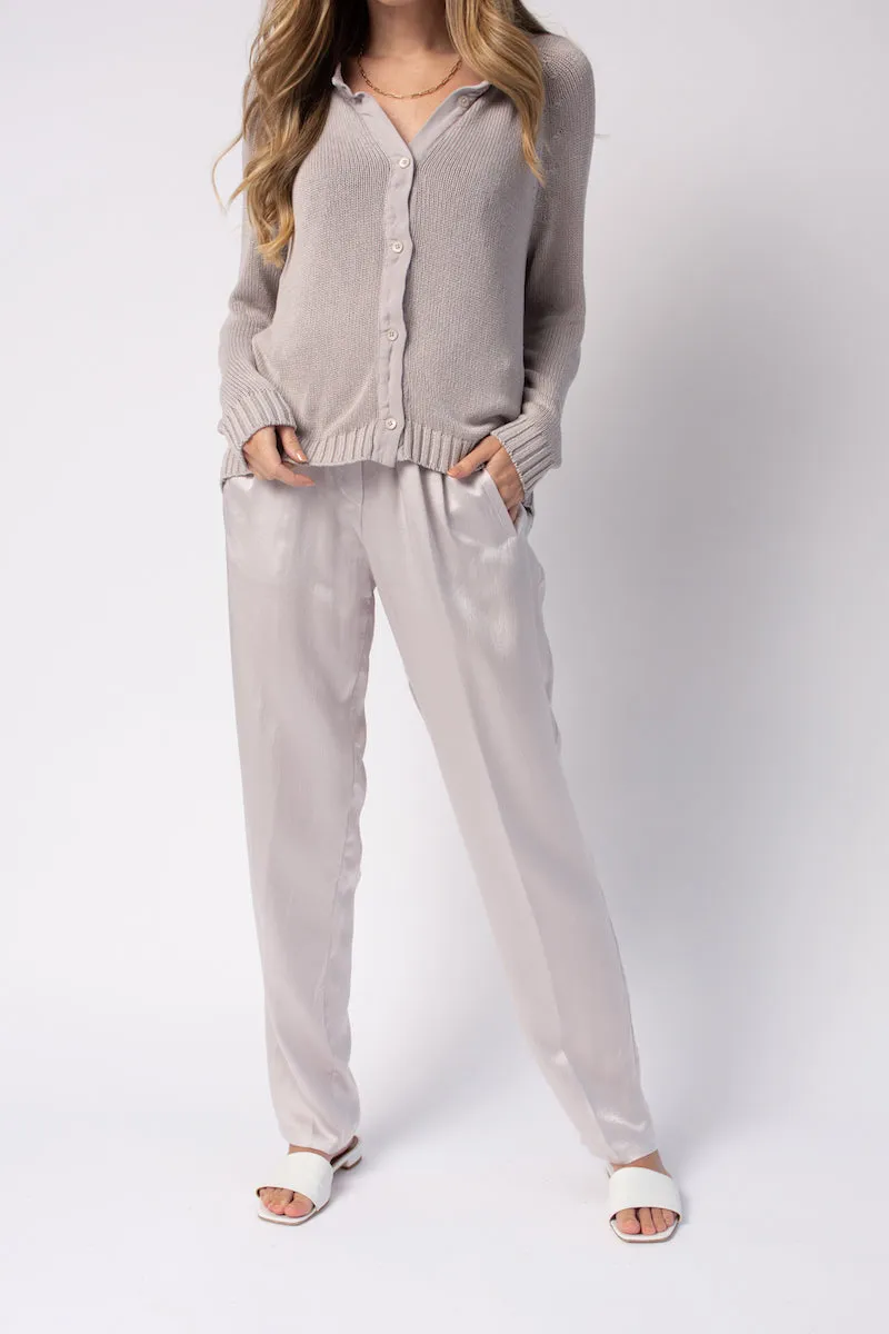 Cloquet Satin Silk Pant in Perla