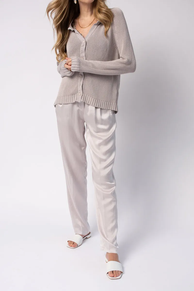 Cloquet Satin Silk Pant in Perla