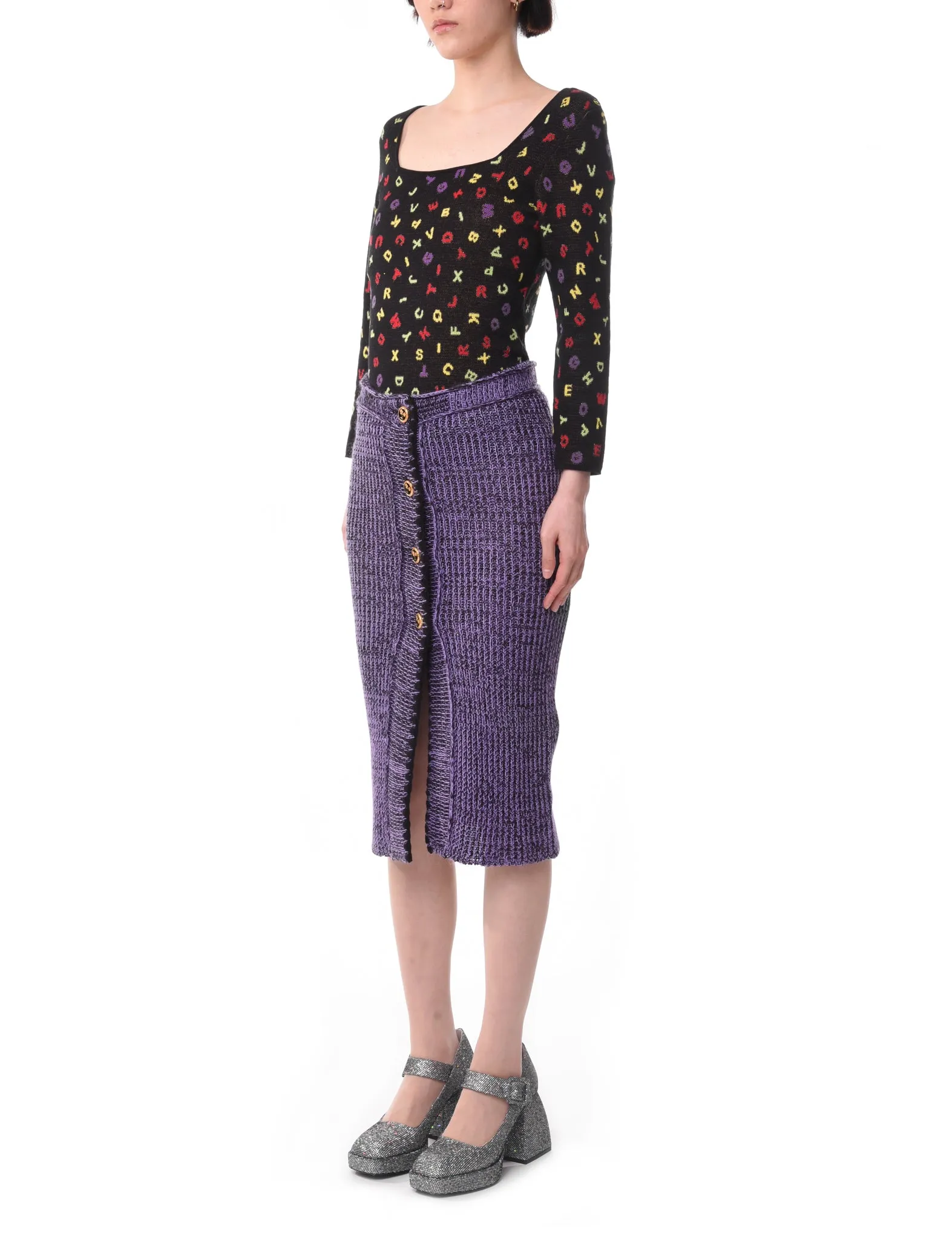 Cormio Laura Linen Skirt Black & Lilac