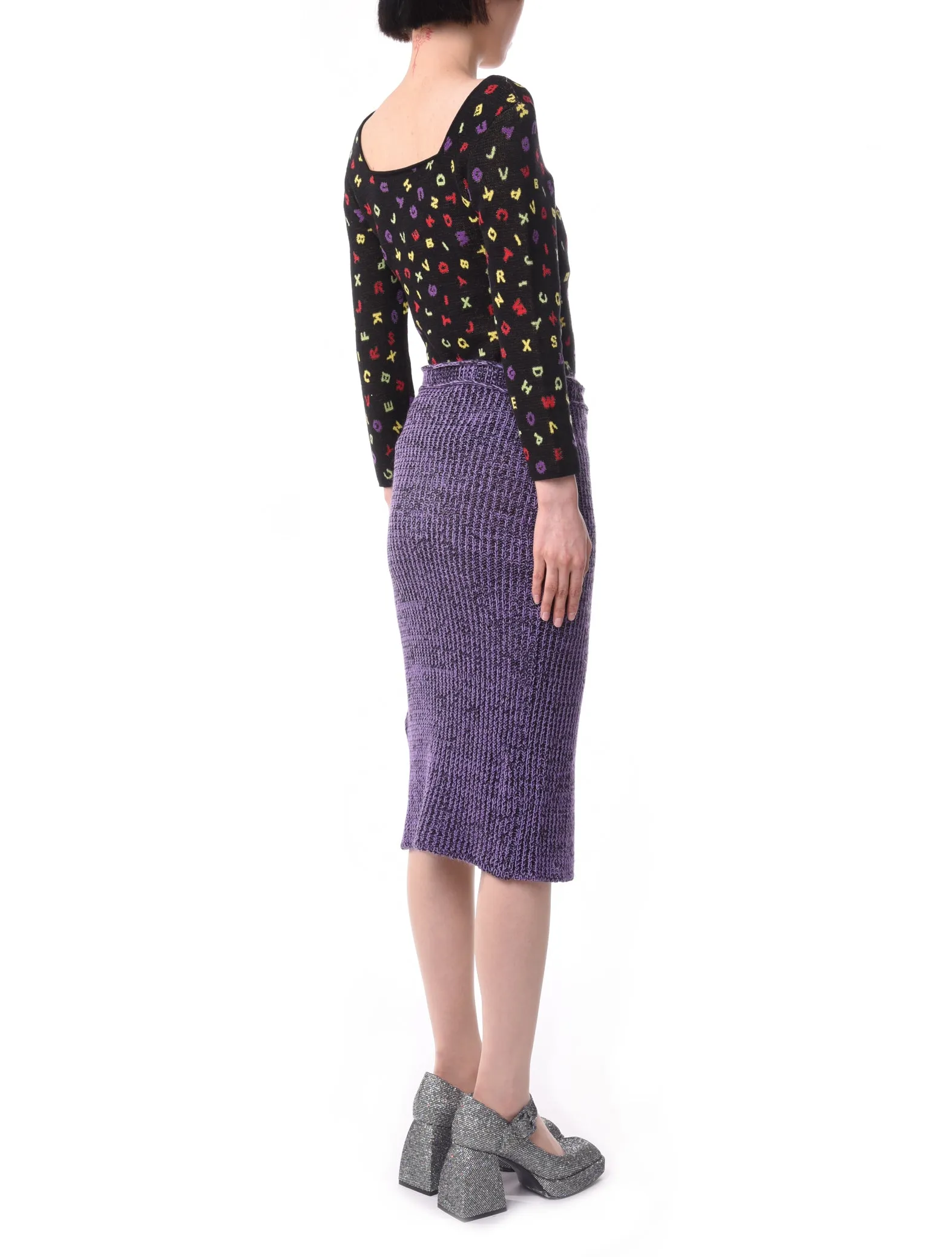 Cormio Laura Linen Skirt Black & Lilac