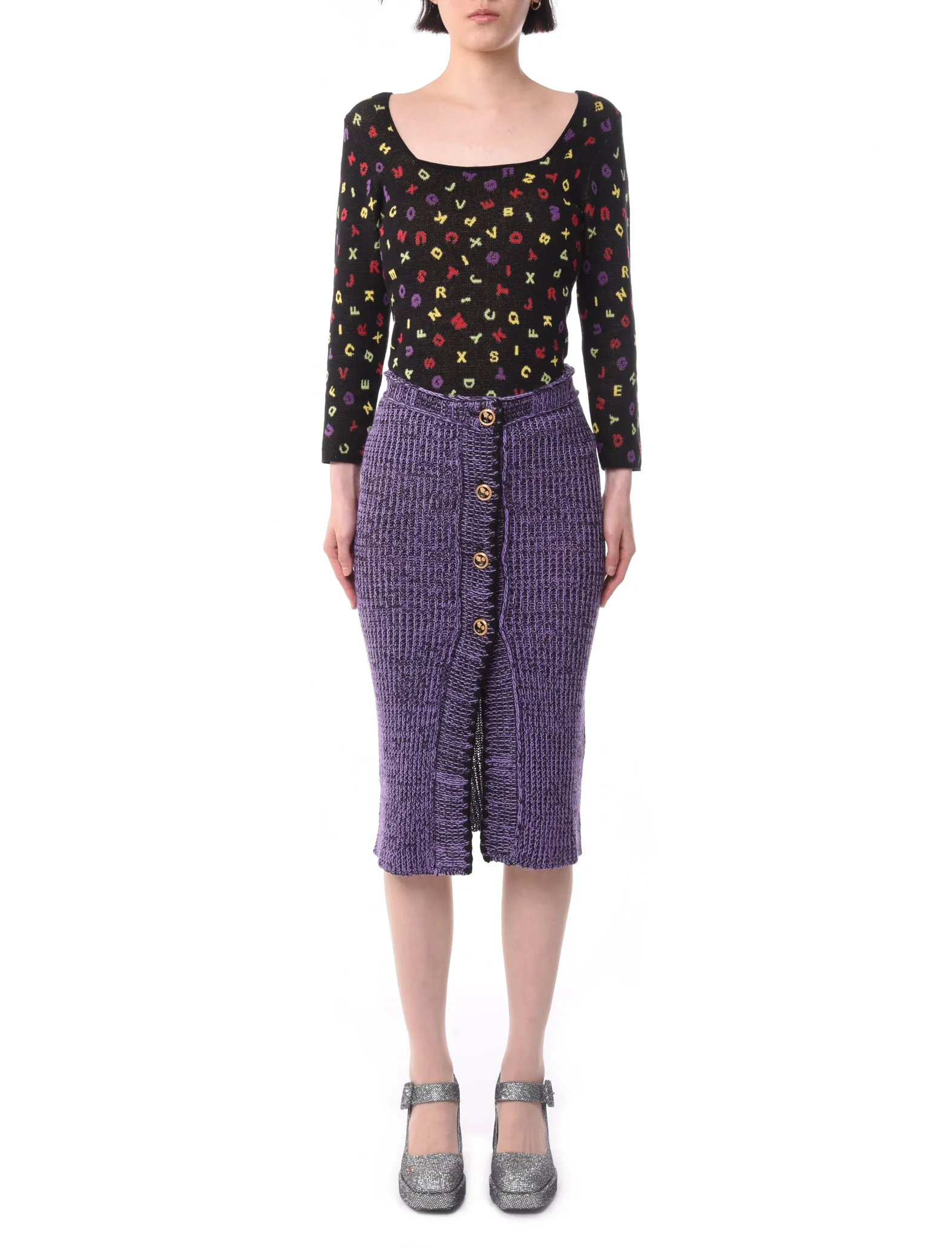 Cormio Laura Linen Skirt Black & Lilac