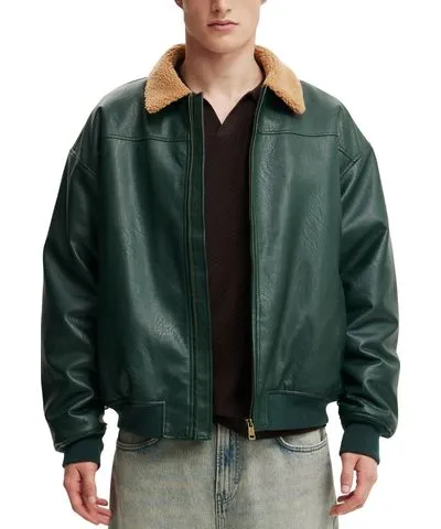 Cotton On Men's Artificial leather Flight Jacket