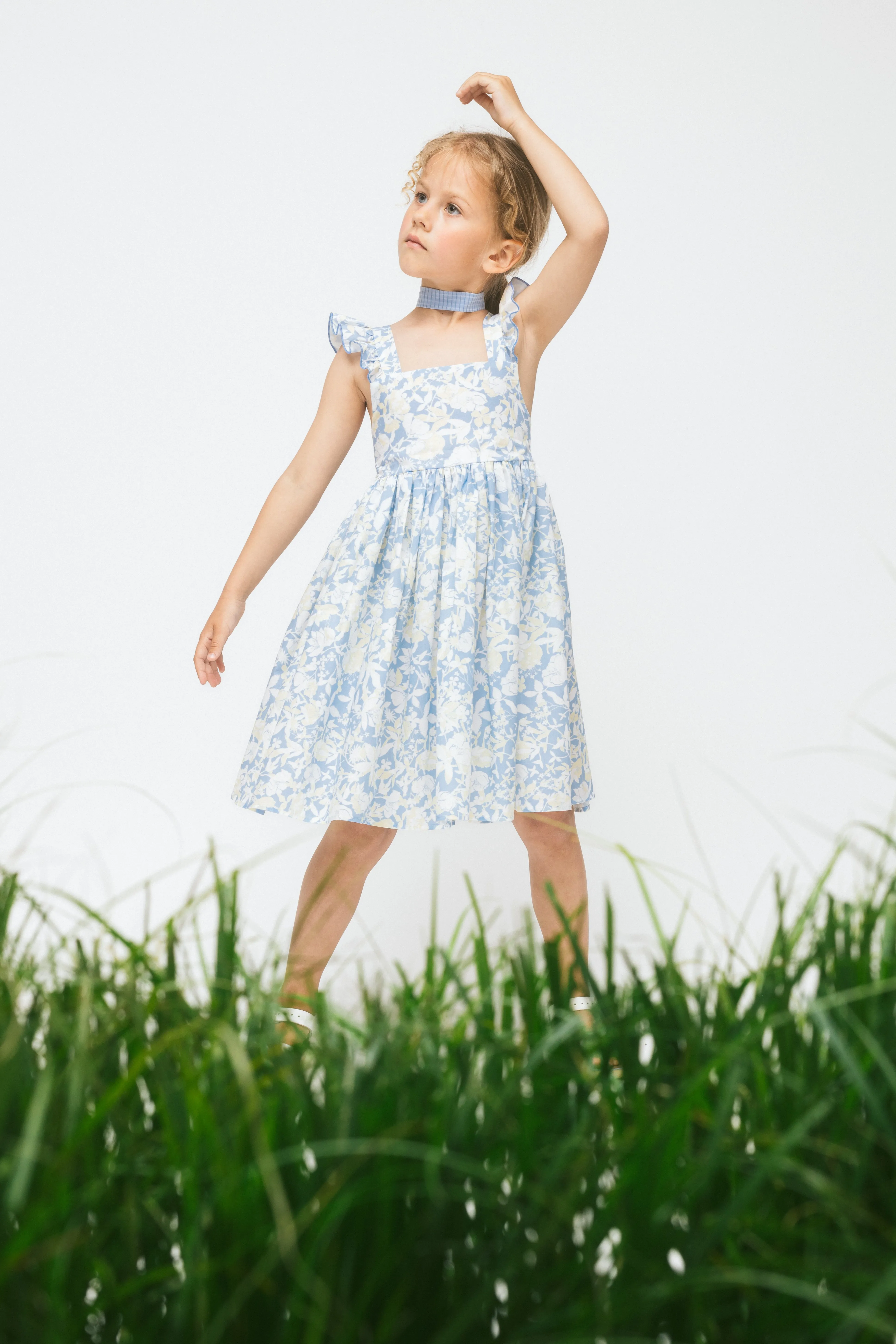 Cotton Tie Back Dress Anemone Blue