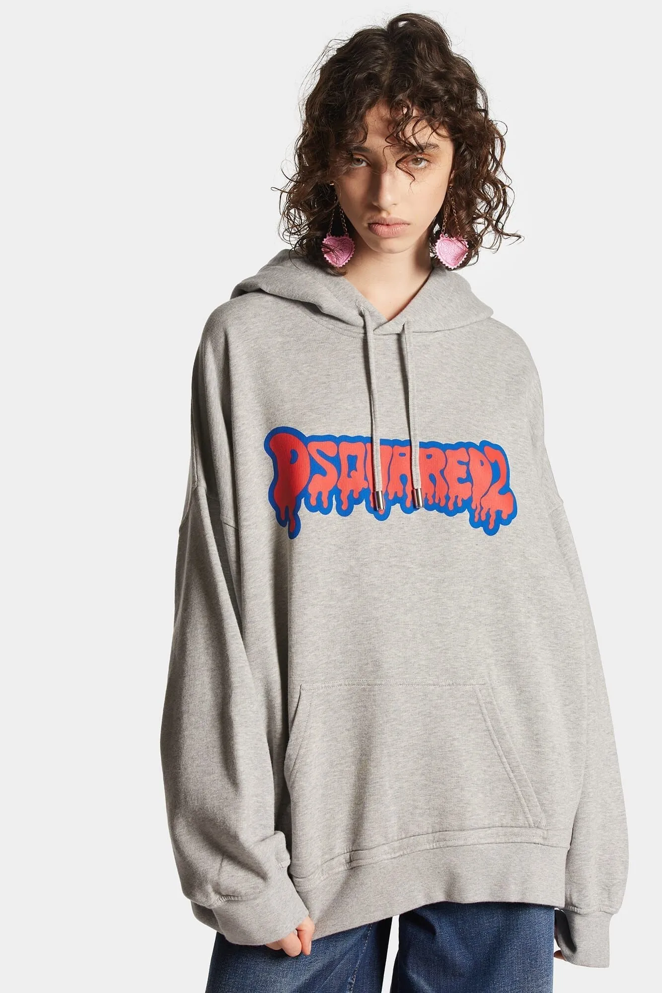 D SQUARED2  |Rib Cotton Oversized Logo Hoodies & Sweatshirts