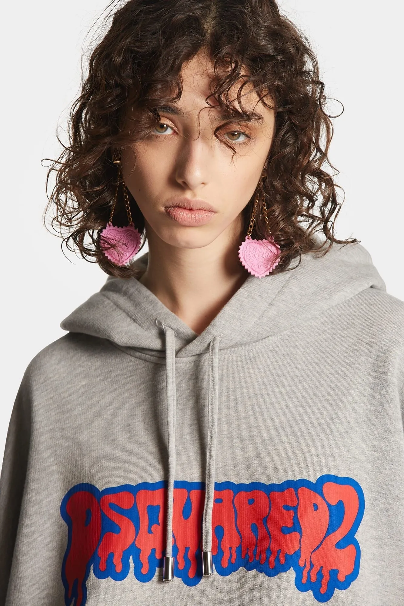 D SQUARED2  |Rib Cotton Oversized Logo Hoodies & Sweatshirts