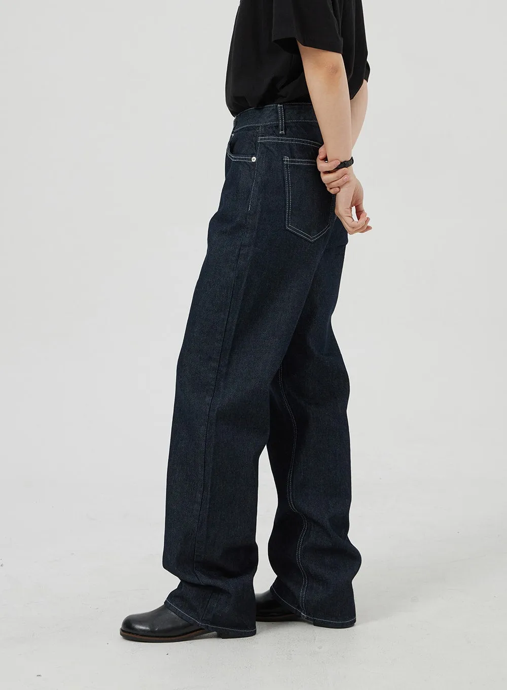 Dark Wash Wide Leg Jeans OF320