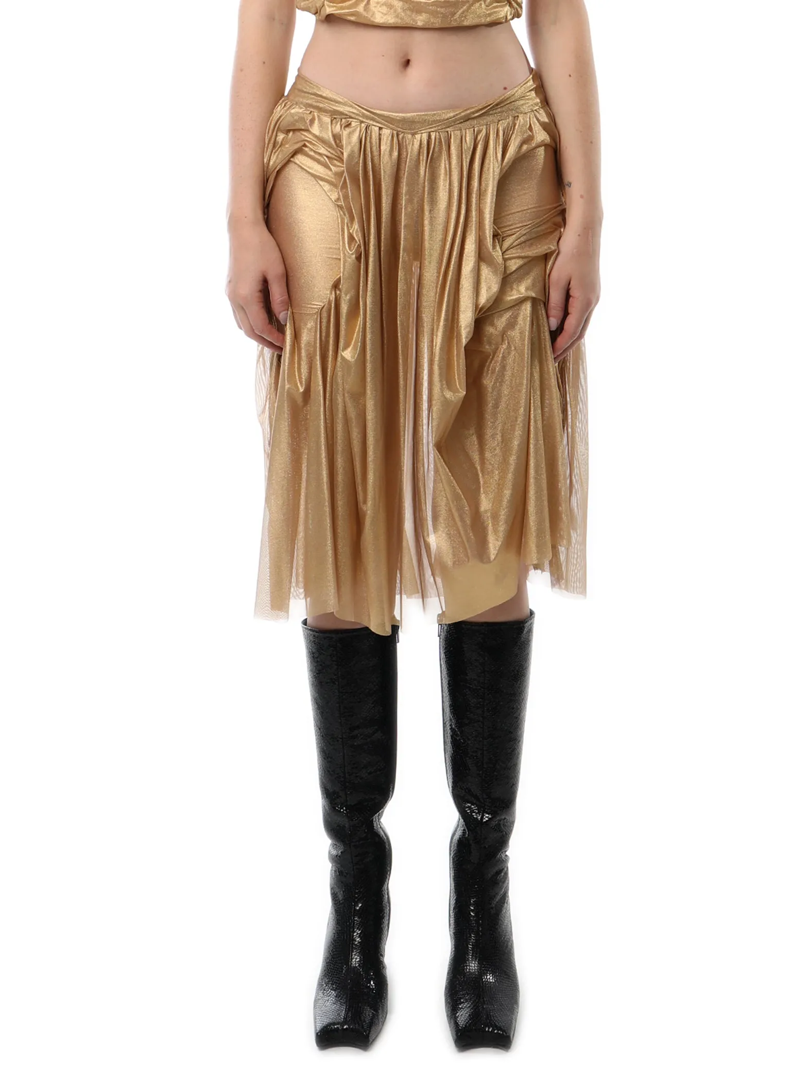 Di Petsa Gold Wetlook Skirt