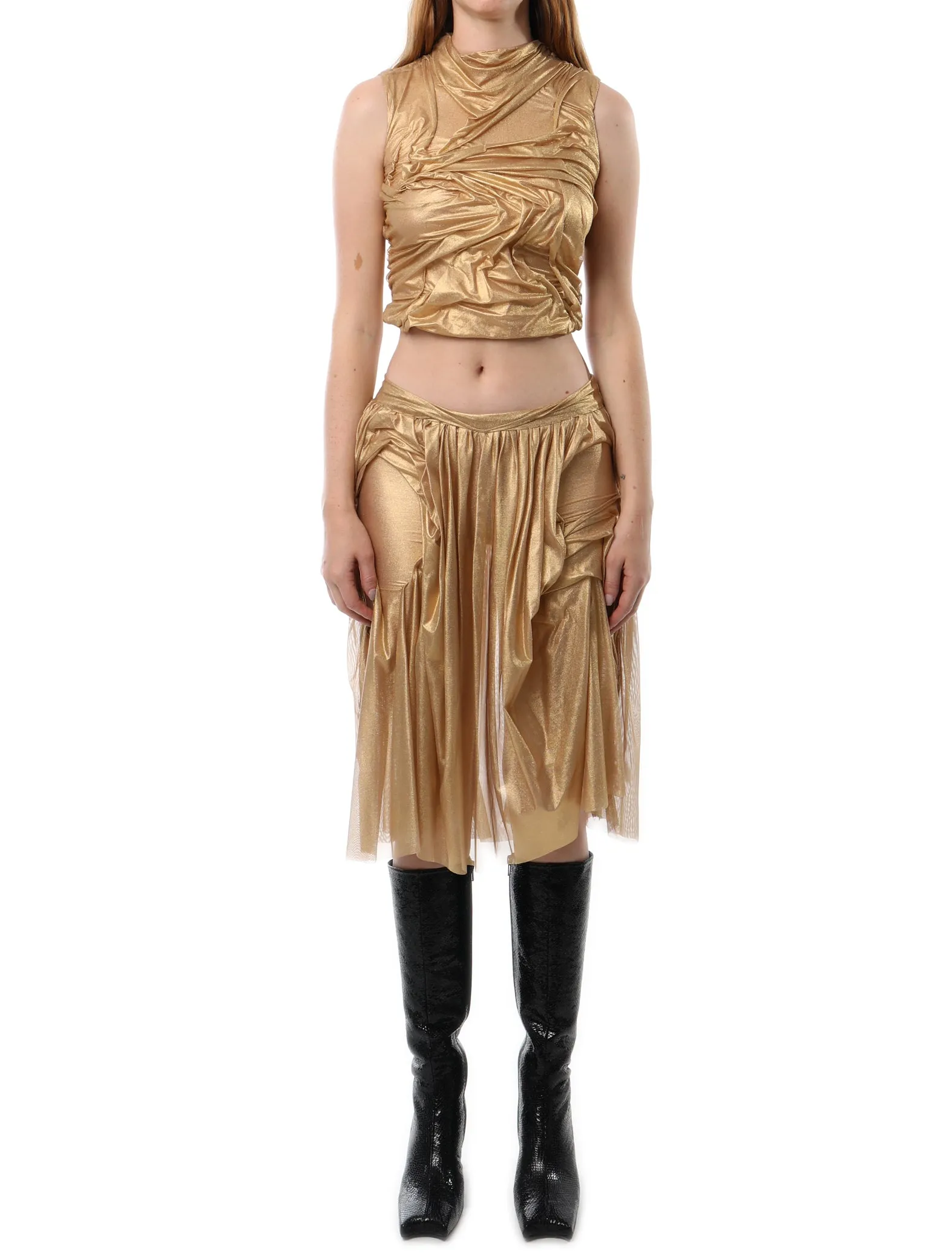 Di Petsa Gold Wetlook Skirt