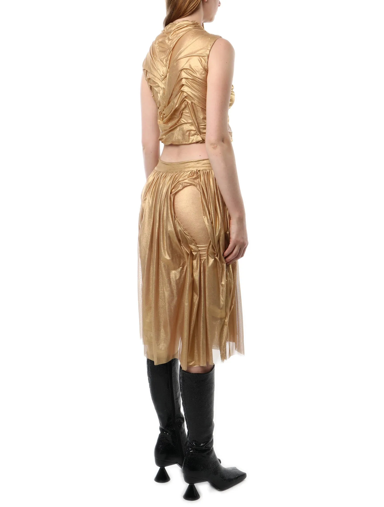 Di Petsa Gold Wetlook Skirt