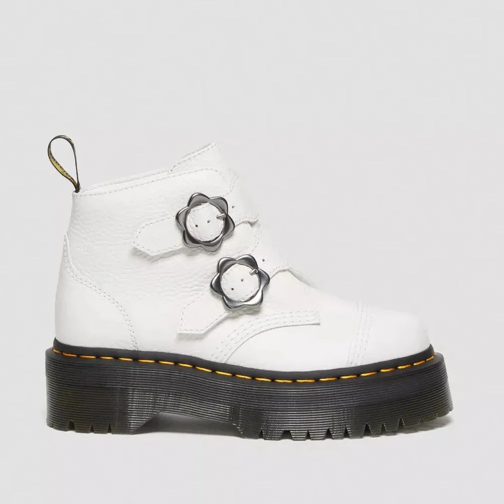 Dr. Martens Women's Devon Quad Flower Buckle - White Milled Nappa