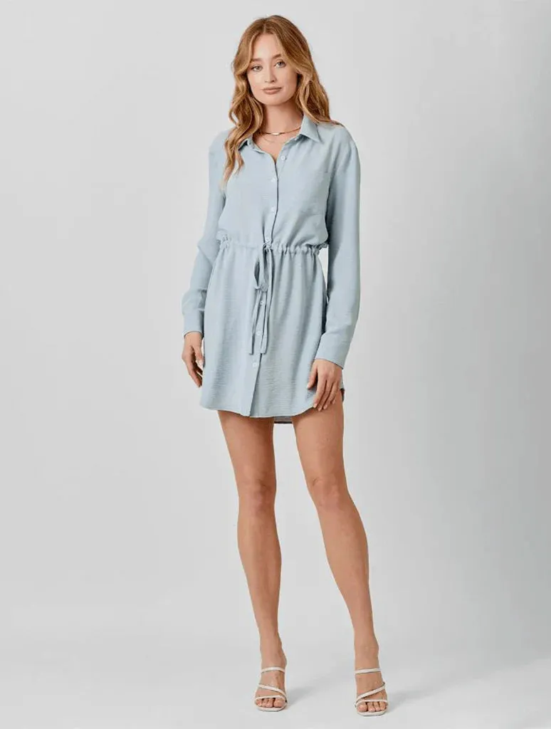 Drawstring Long Shirtdress