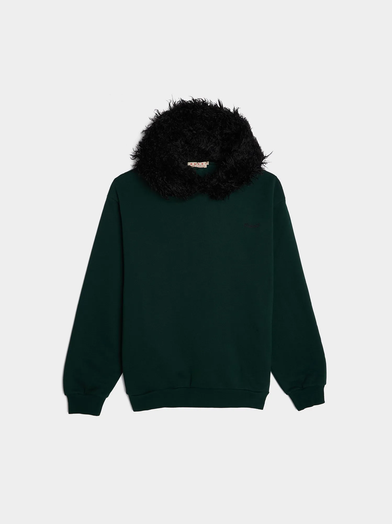 Faux Fur Oversized Hood, Spherical Green