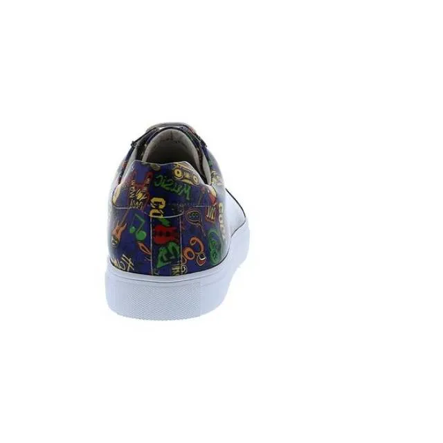 French connection rocket music print leather sneaker