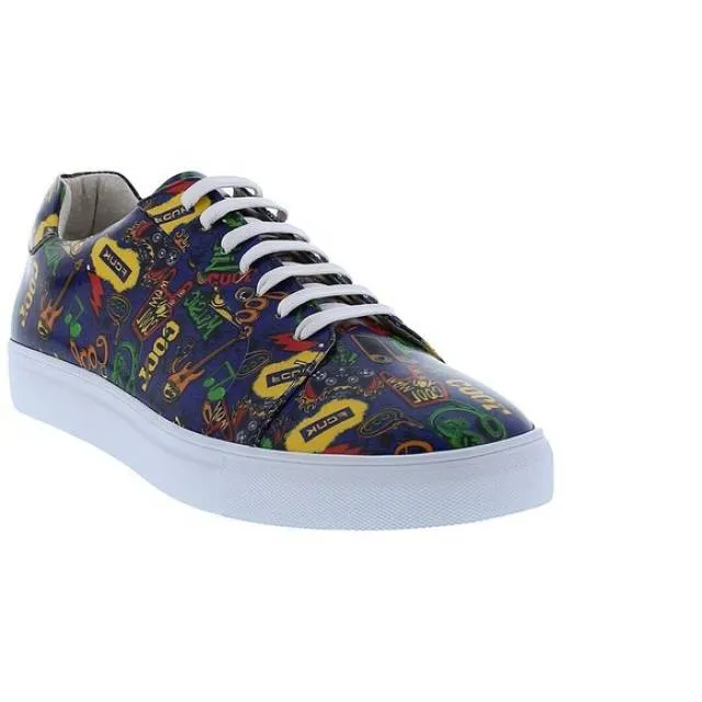 French connection rocket music print leather sneaker