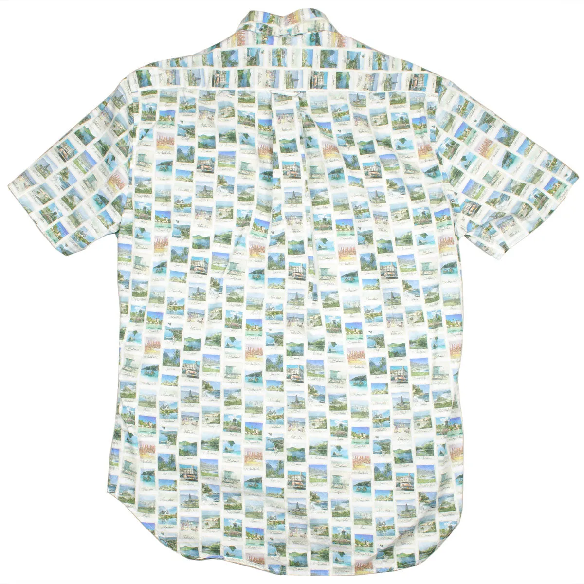 Gitman Vintage - Postcard Print Short-sleeve Shirt - White