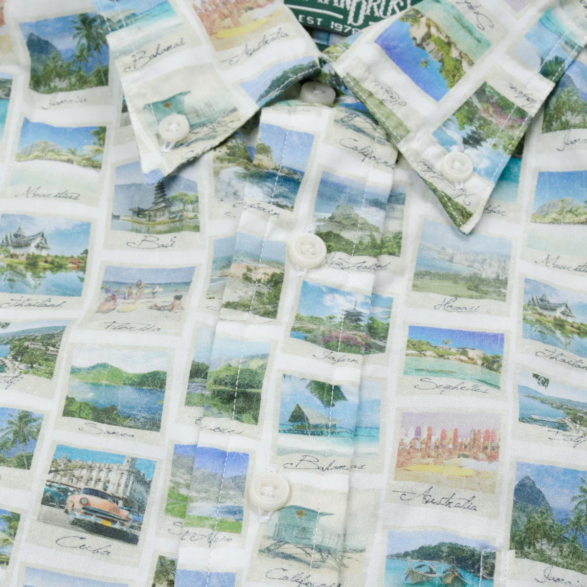 Gitman Vintage - Postcard Print Short-sleeve Shirt - White