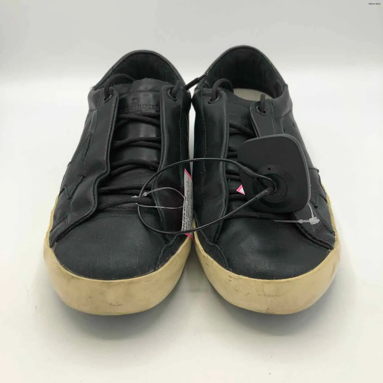 GOLDEN GOOSE Black Beige Leather Italian Made Distressed Sneaker Shoes