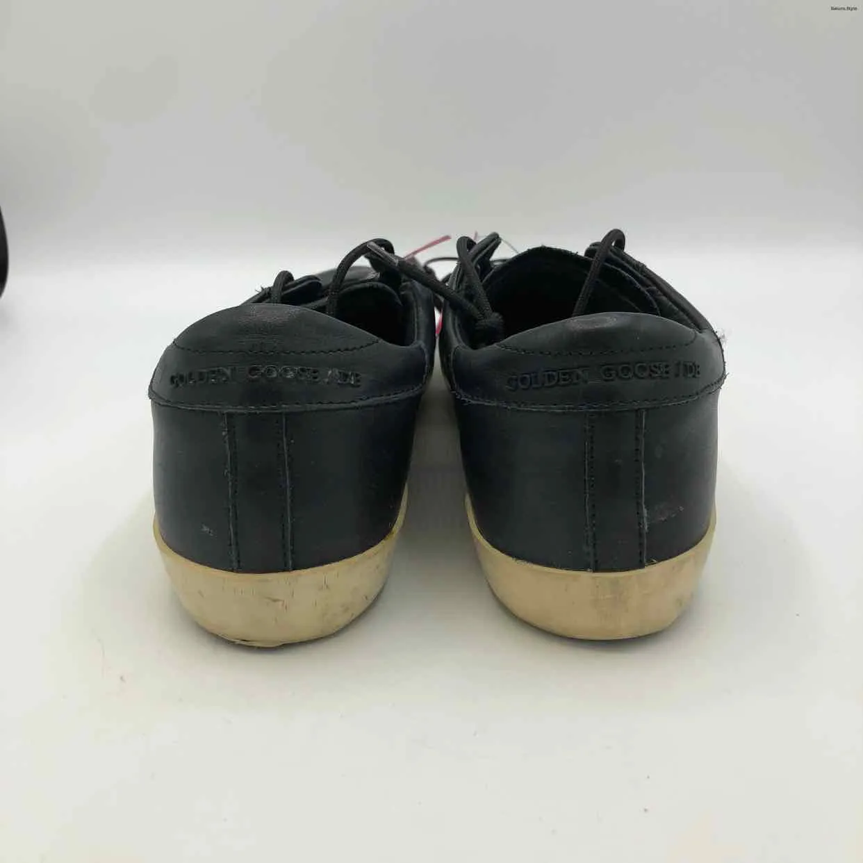 GOLDEN GOOSE Black Beige Leather Italian Made Distressed Sneaker Shoes