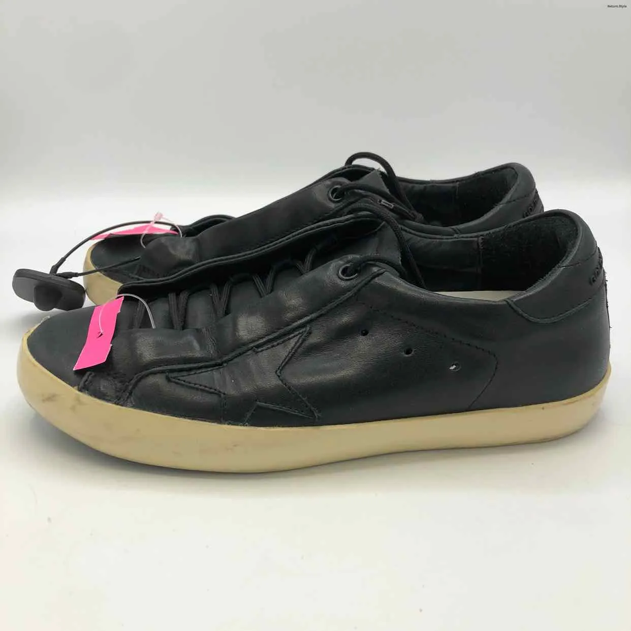 GOLDEN GOOSE Black Beige Leather Italian Made Distressed Sneaker Shoes