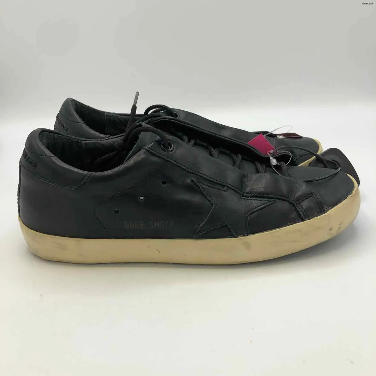 GOLDEN GOOSE Black Beige Leather Italian Made Distressed Sneaker Shoes