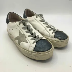 GOLDEN GOOSE White Green Leather Italian Made Distressed Sneaker Shoes