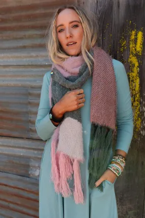 Groovy Swirl Tassel Scarf - Teal