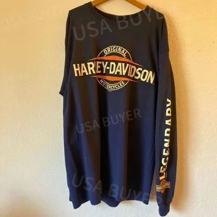 Harley Davidson  |Crew Neck Skull Unisex Street Style Long Sleeves Cotton