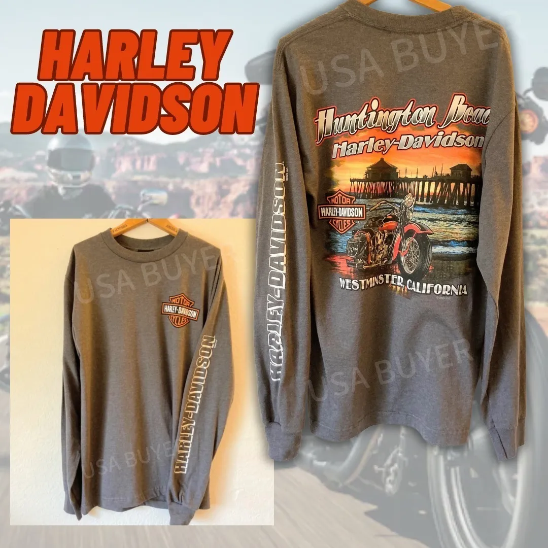 Harley Davidson  |Crew Neck Skull Unisex Street Style Long Sleeves Cotton