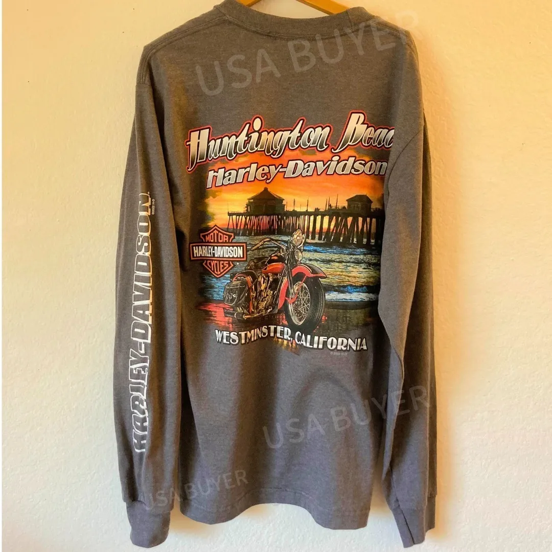 Harley Davidson  |Crew Neck Skull Unisex Street Style Long Sleeves Cotton