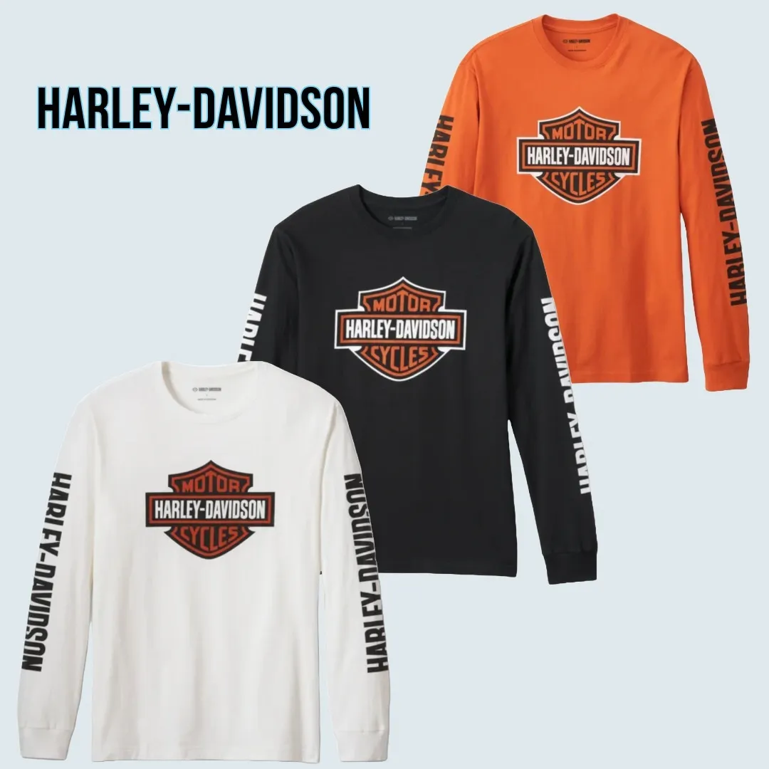 Harley Davidson  |Crew Neck Unisex Street Style Long Sleeves Cotton Oversized