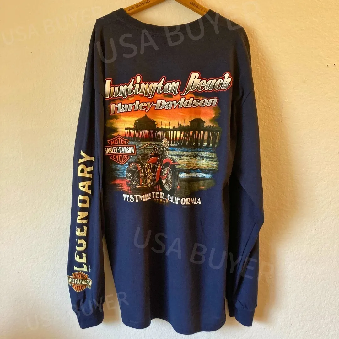 Harley Davidson  |Crew Neck Unisex Street Style Long Sleeves Cotton