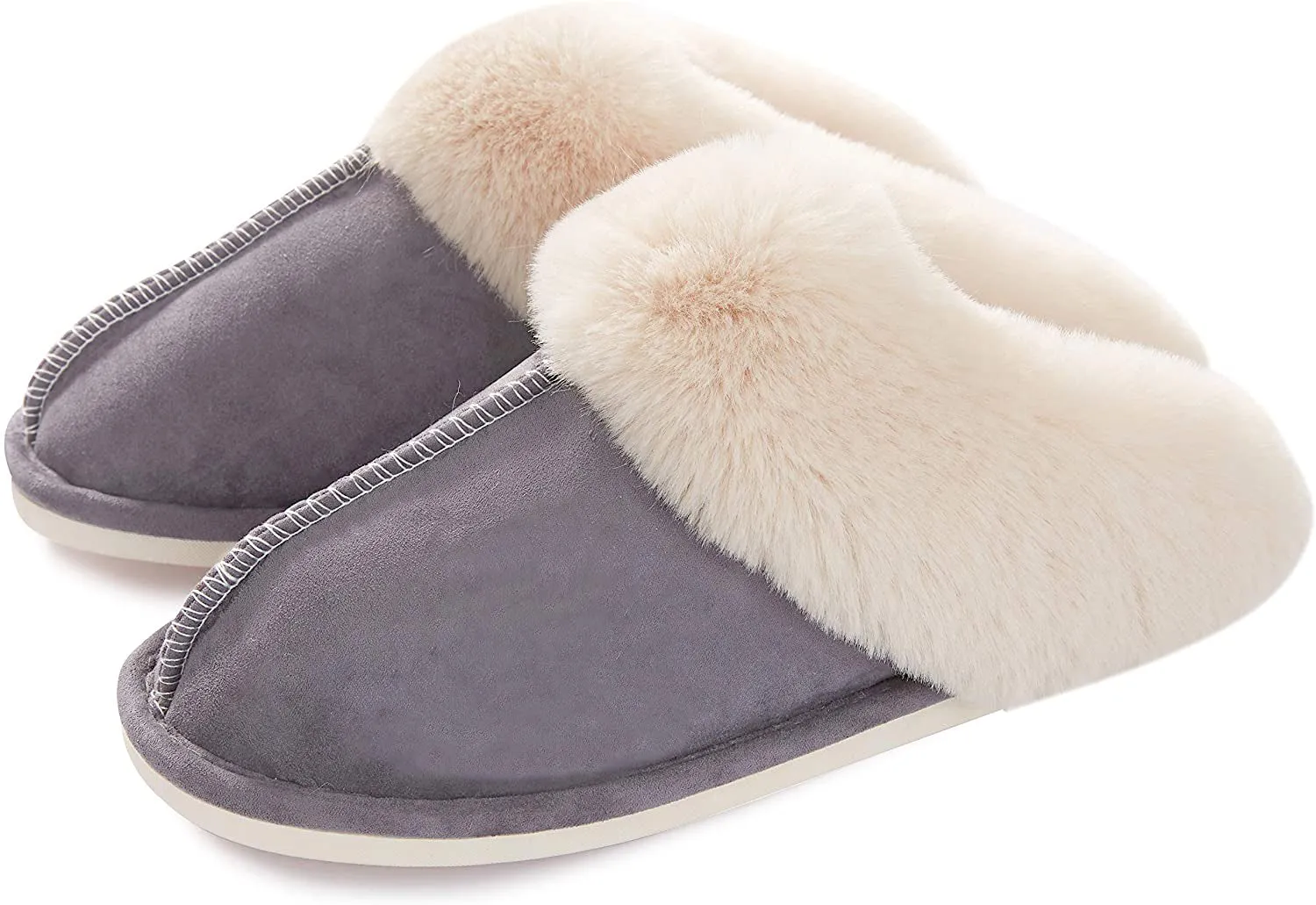 Haute Edition Cozy Faux Fur Lined Scuff Clog Indoor Outdoor Slippers