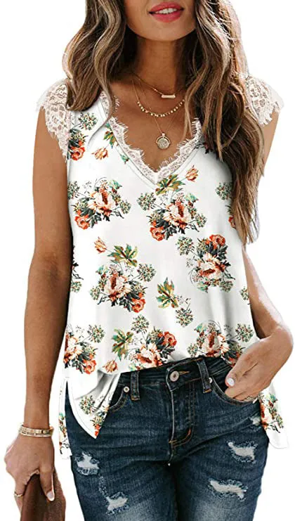 Haute Edition V-Neck Lace Flowy Tee