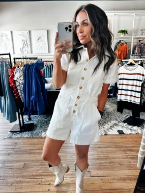 Isla Button Up ivory Romper