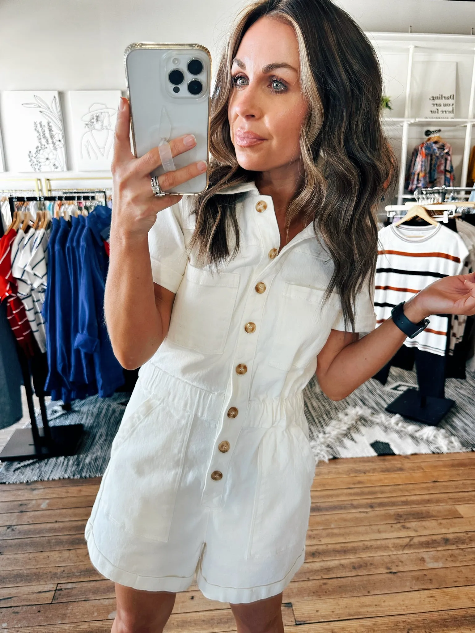 Isla Button Up ivory Romper