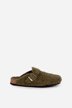 Khaki Buckle Strap Slipper