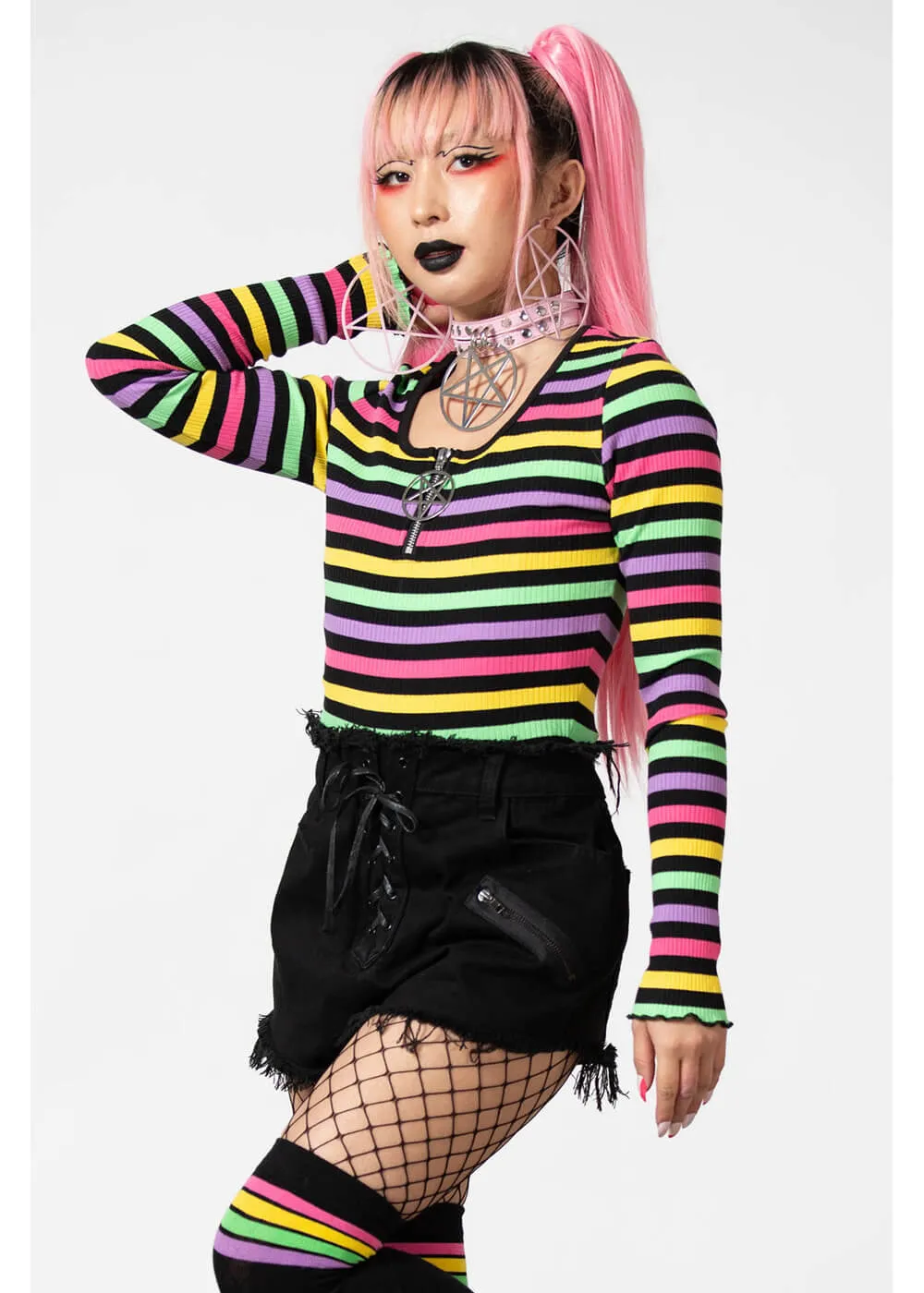 Killstar Nikiko Rainbow 70's Top Multi