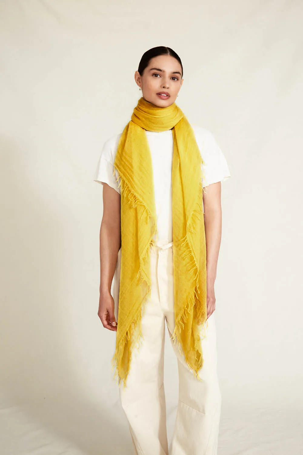 Lemon Cashmere and Silk Scarf