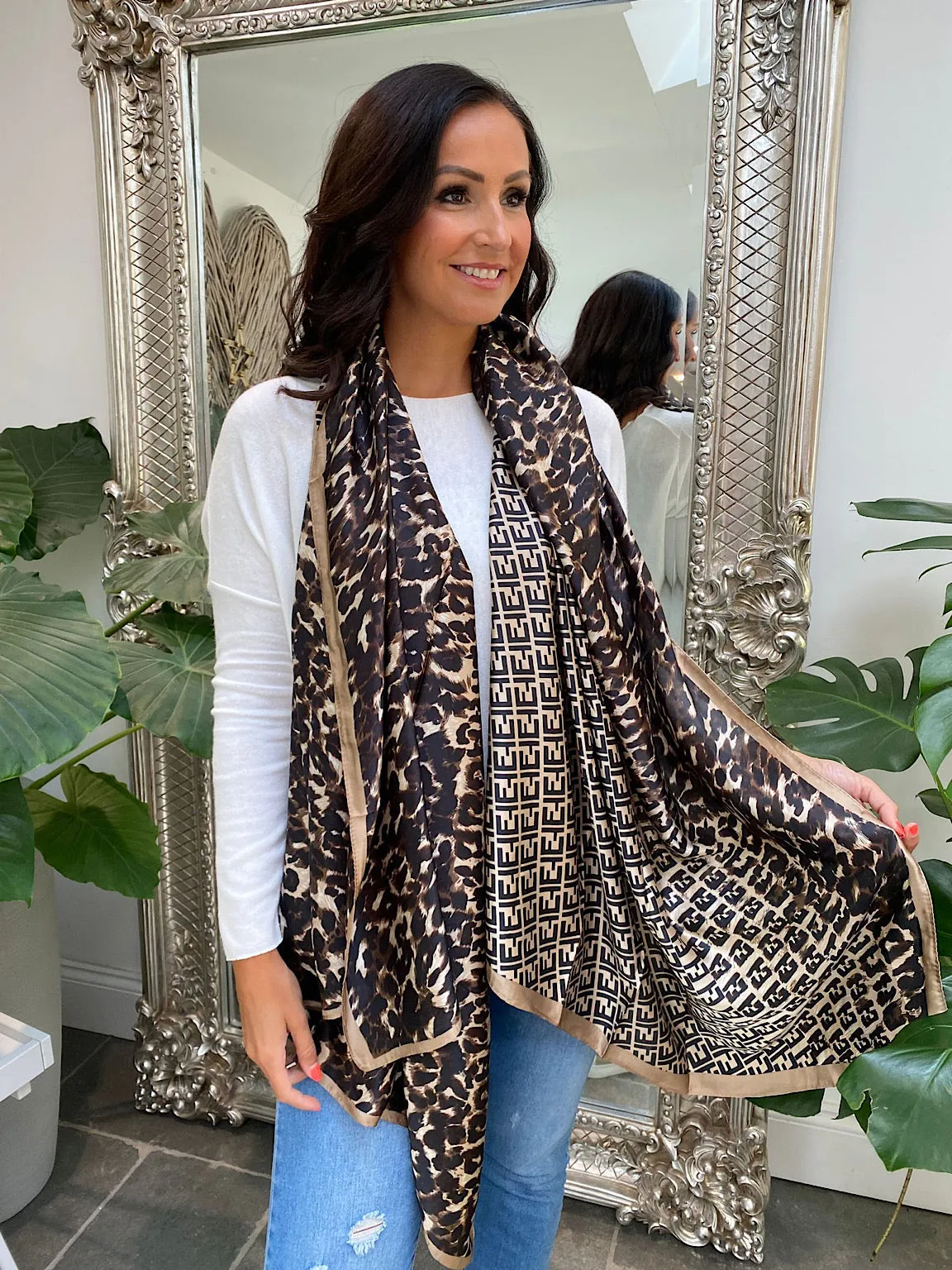 Leopard Blend Silk Style Scarf