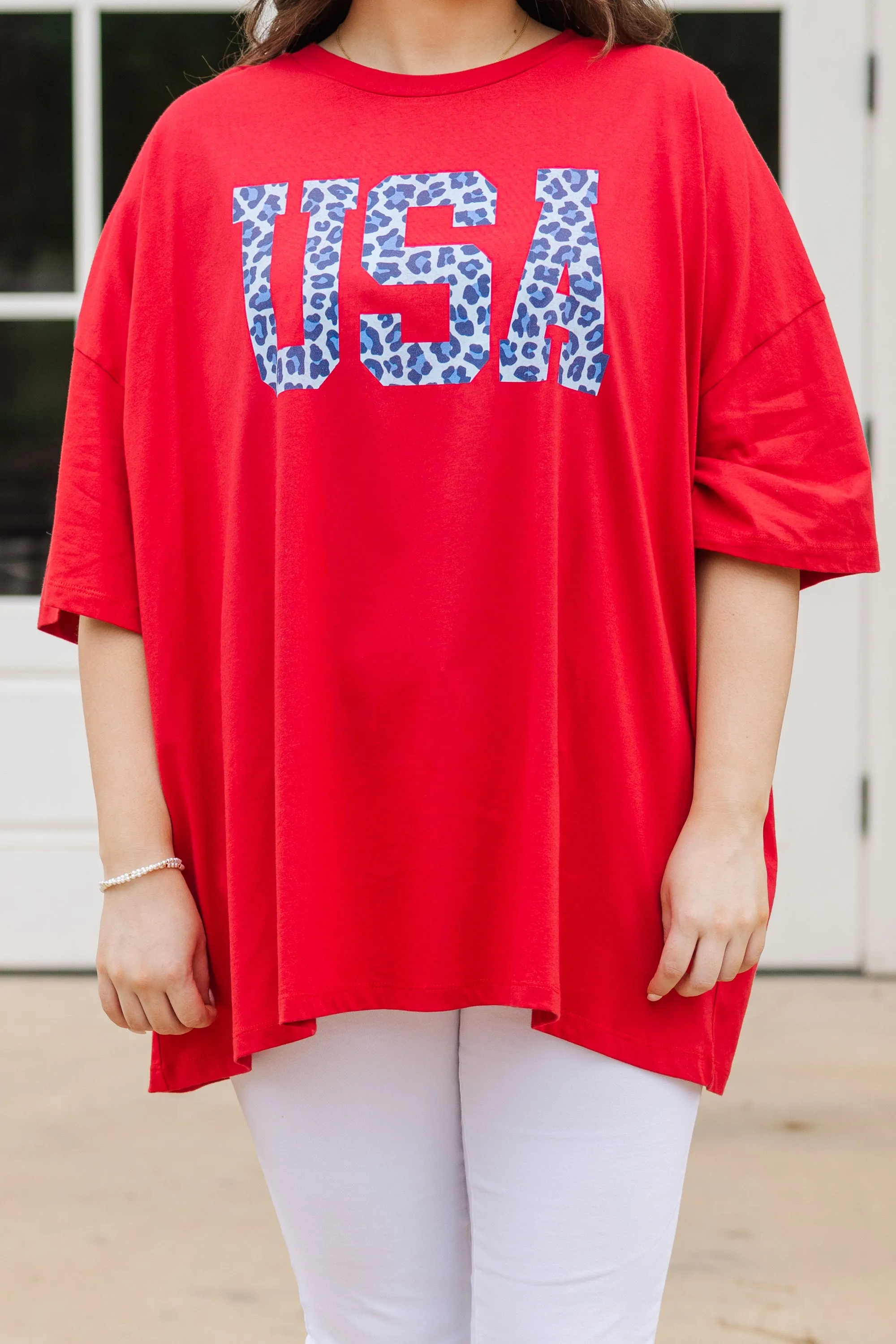 Liberty Leopard Boyfriend Tee, Red