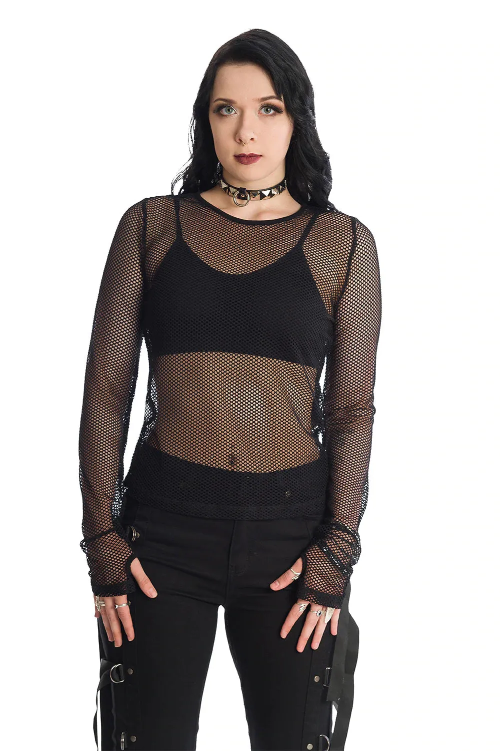 Lilith Mesh Longsleeve Top w/ Thumb Holes