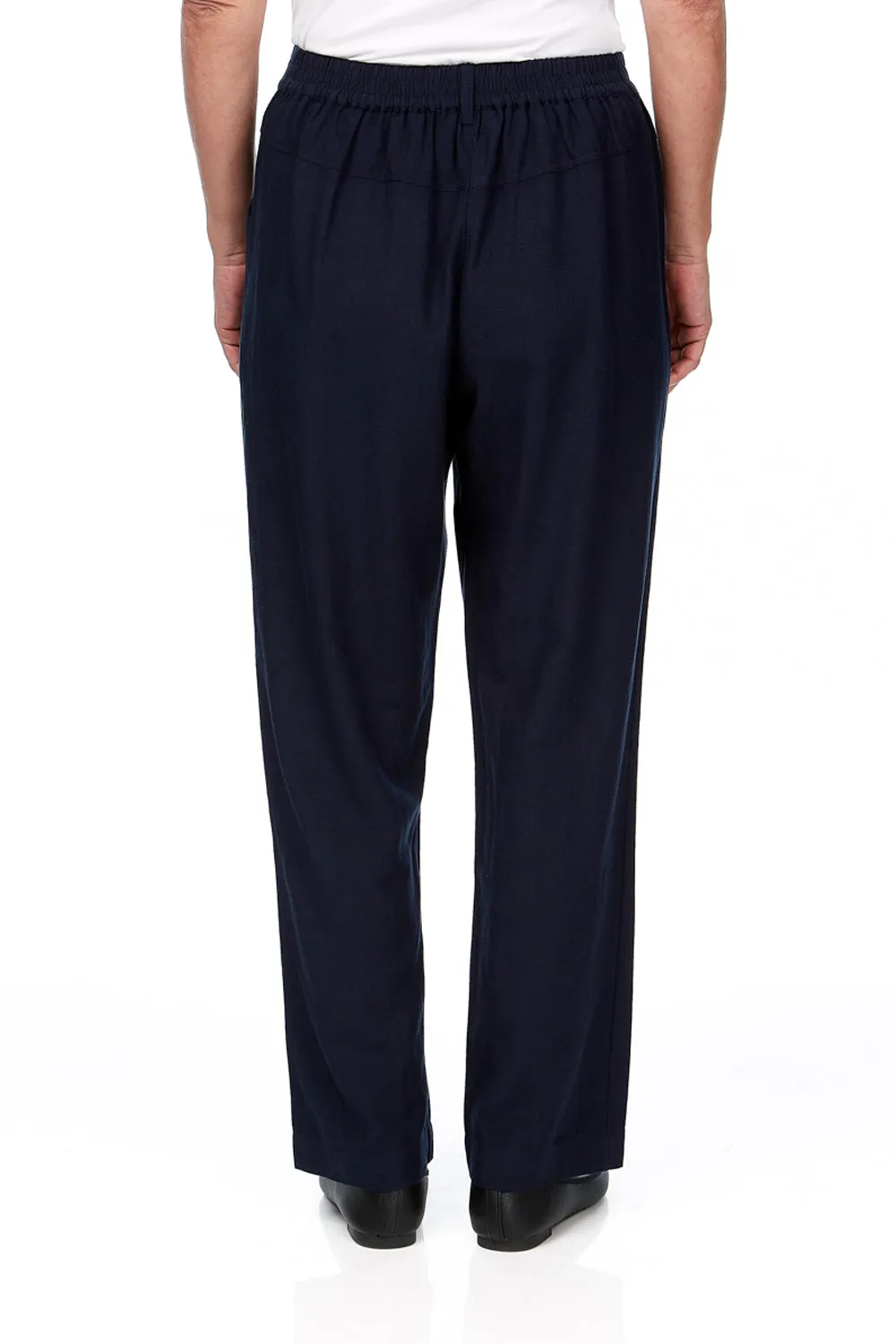 Linen Blend Navy Trousers