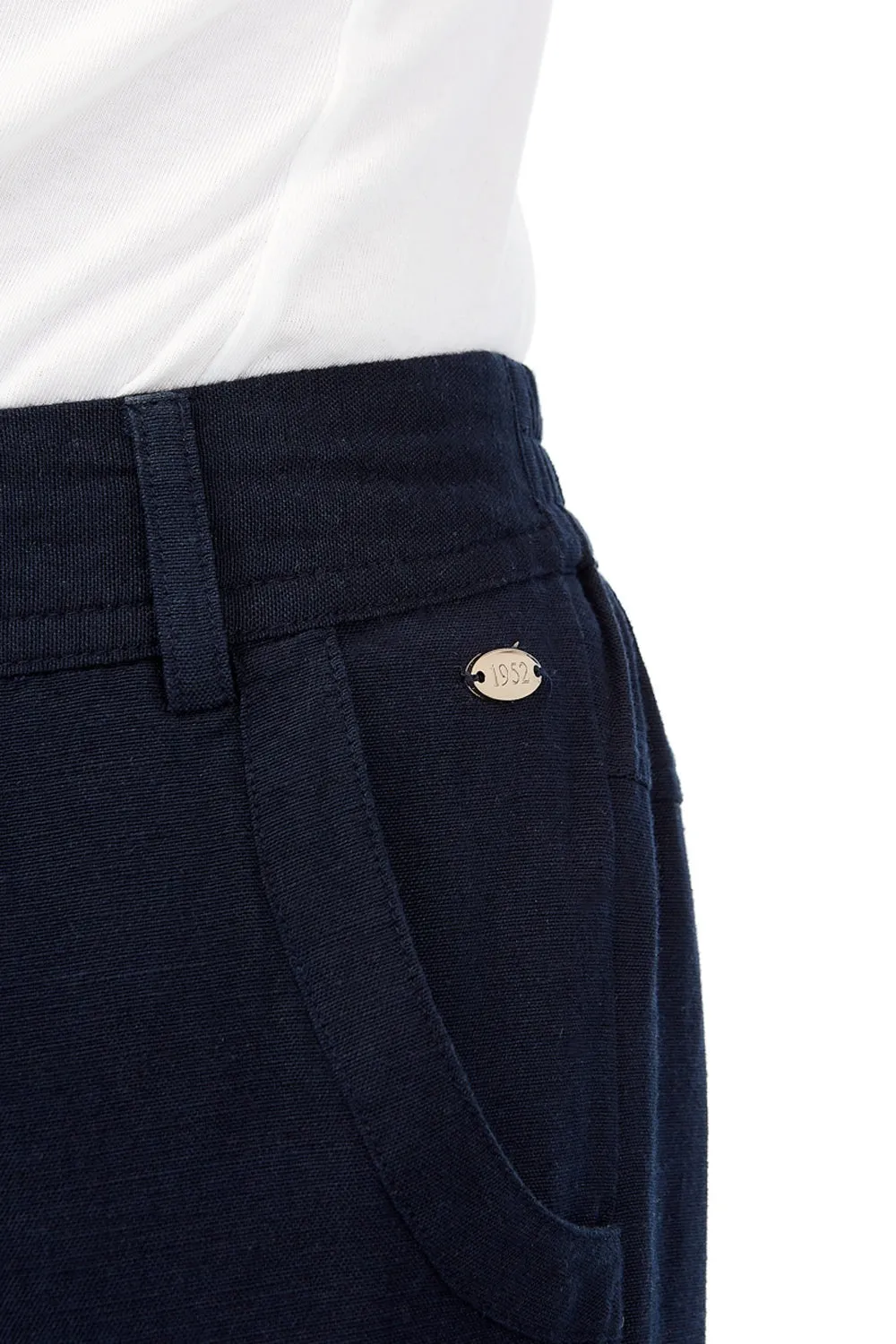 Linen Blend Navy Trousers