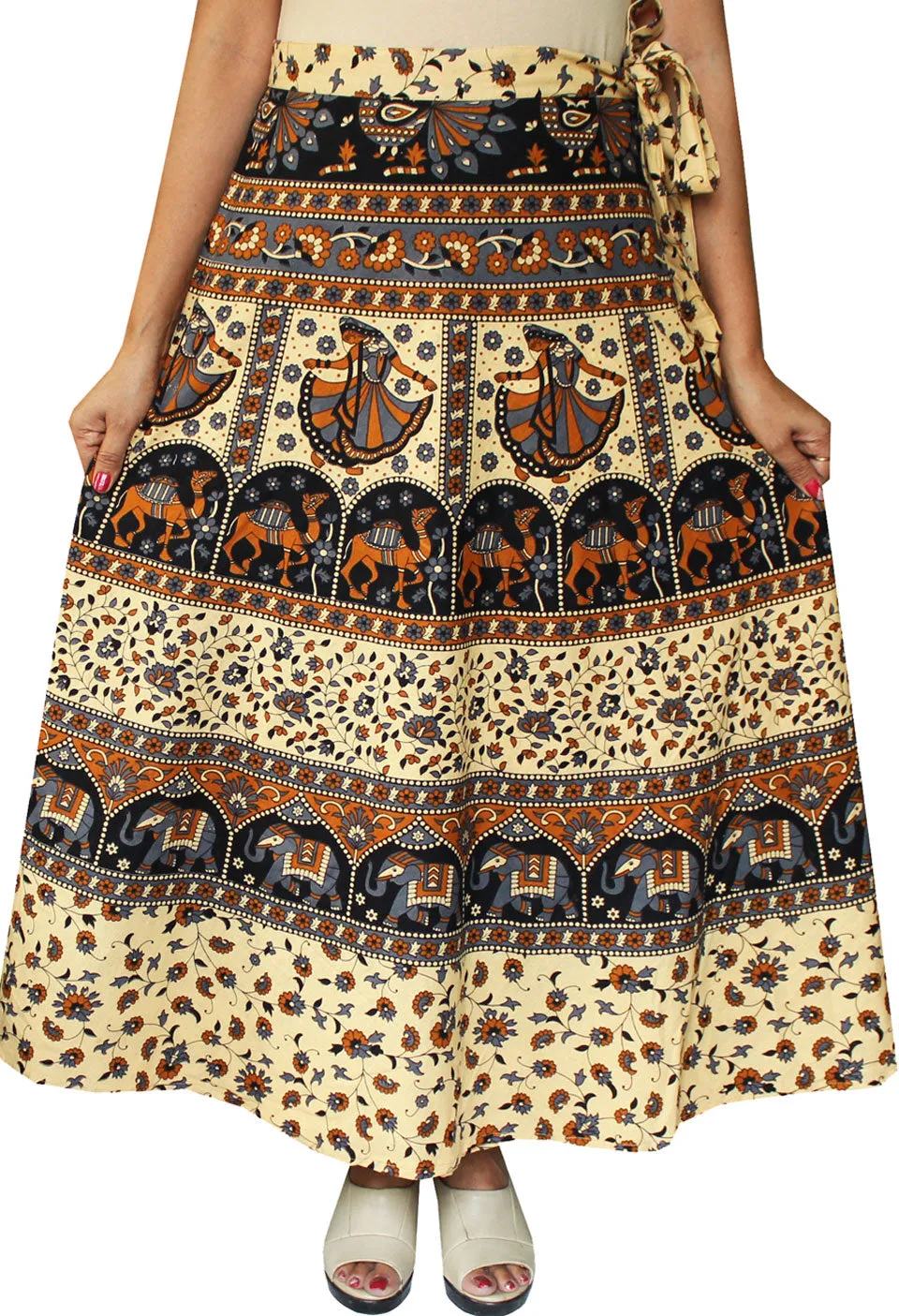 Long Cotton Women's Wrap Around Skirts from India (Grey, One Size)