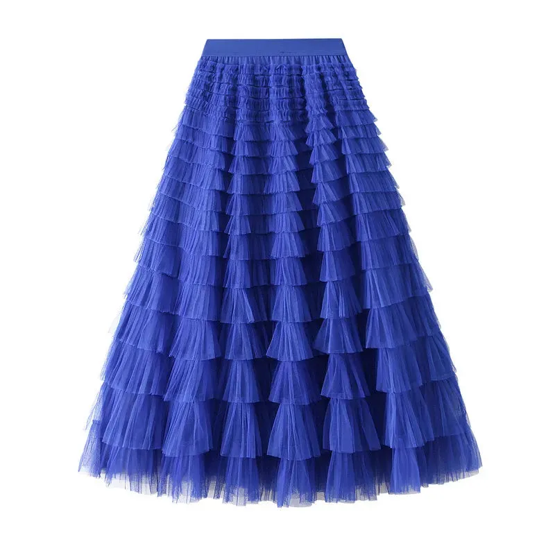 Long Skirt Layered Ruffles Design Elegant